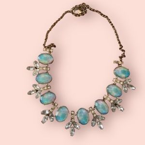 Iridescent Tie-Dye Aqua Blue Statement Necklace